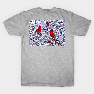 Red Cardinals in Winter T-Shirt